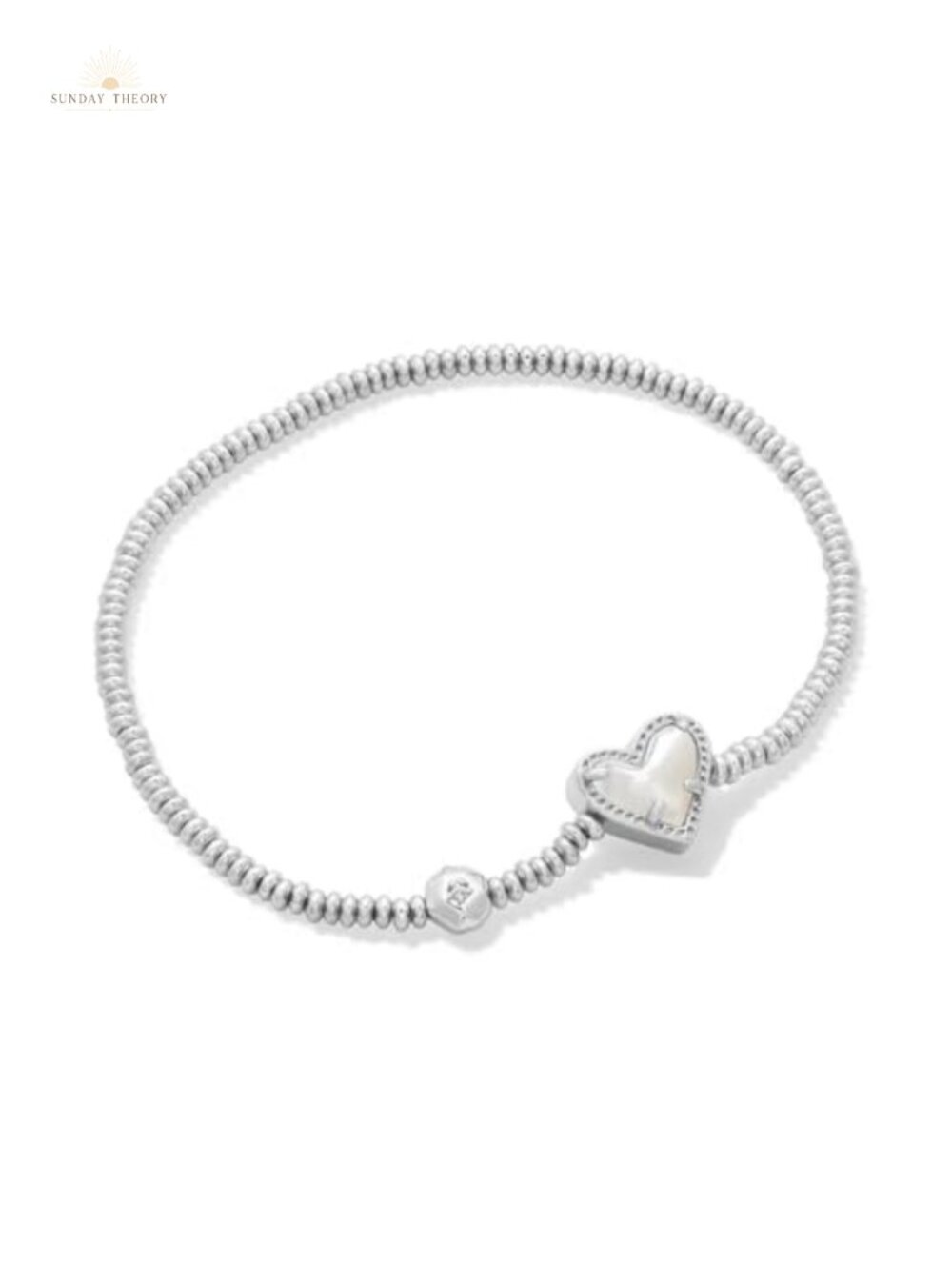 Kendra Scott Ari Heart Stretch Bracelet, Rhodium Over Brass, Mother-of-Pearl